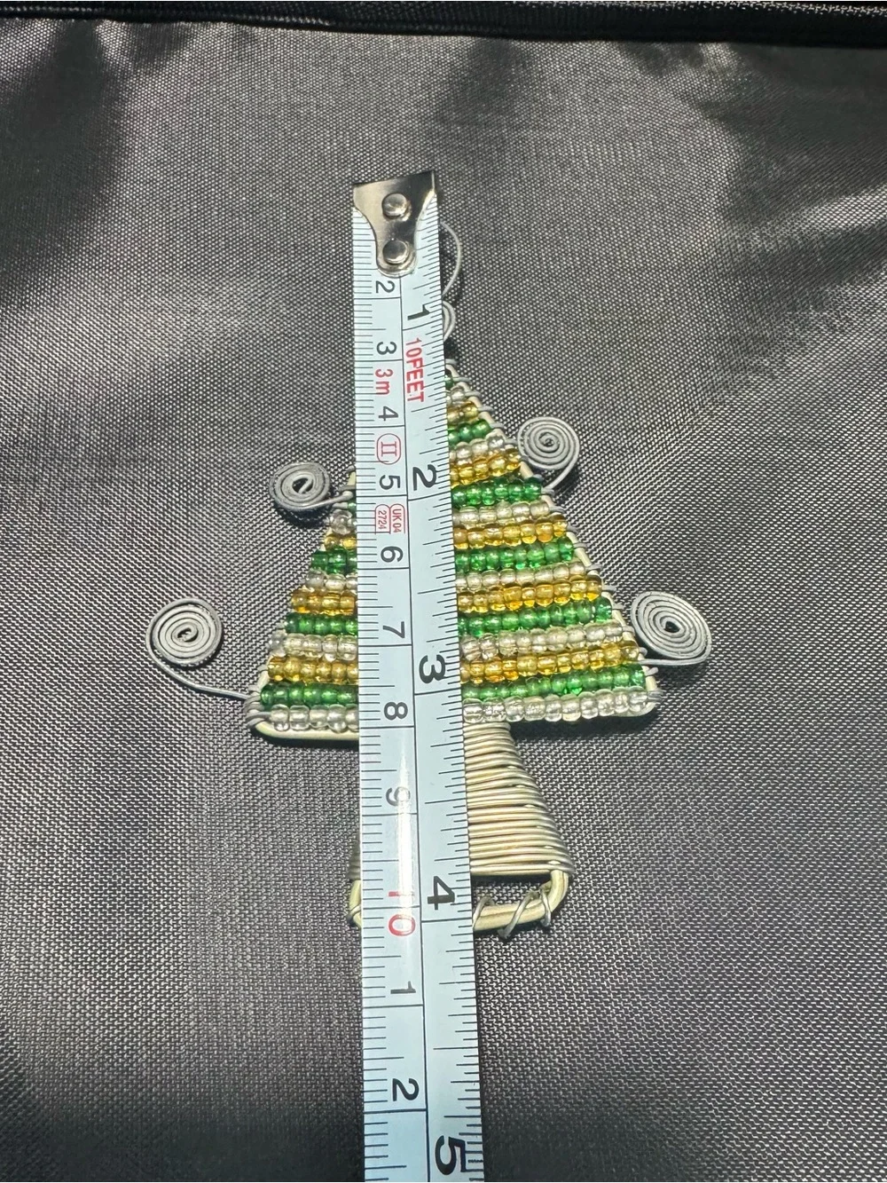South African Handmade Christmas Tree Beaded Flat Ornament, Wire And Beads
